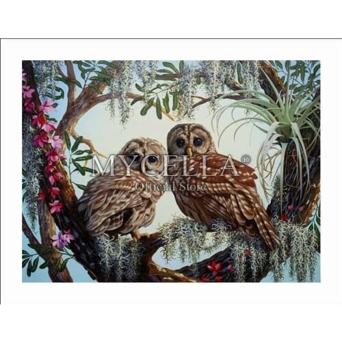 5D Diy Diamond Painting Two Owls On Tree Diamond Embroidery Cross Stitch Mosaic Pattern Rhinestone Needlework Gift Home Decor