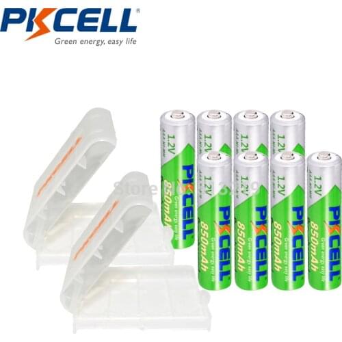 8PCS PKCELL AAA battery 850mah 1.2v NIMH aaa rechargeable batteries LSD batteria and 2PCS AA/AAA battery box holder