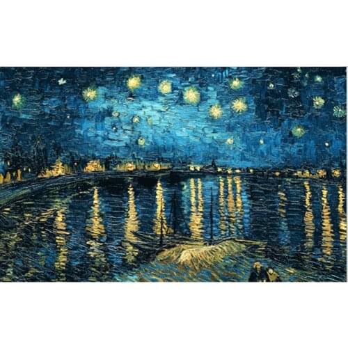 5D Starry Night Over the Rhone Diamond Painting Van Gogh Starry Sky Oil Painting Cross Stitch Home Diamond Embroidery XN1475