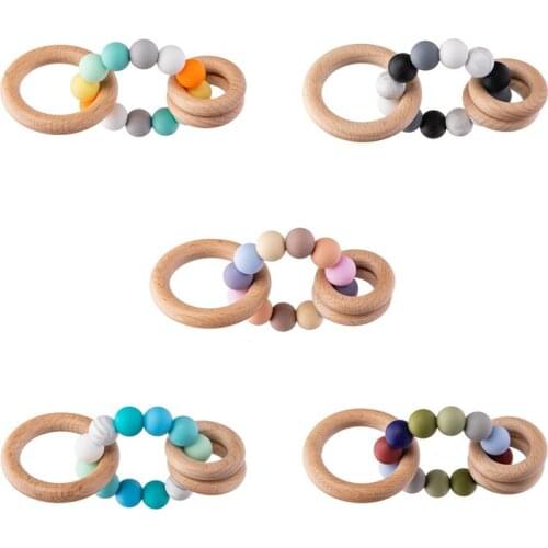Lets Make Baby Bracelets Silicone Beads Bracelet Teething Rattle Baby & Mother Game Wooden Children Toy Jewelry Girl Boy Gifts