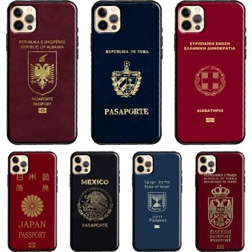 Japanese Israeli Serbian Passport Case For iPhone 12 11 Pro Max X XR XS MAX 7 8 Plus SE 2020 12 mini TPU Back Cover Capa