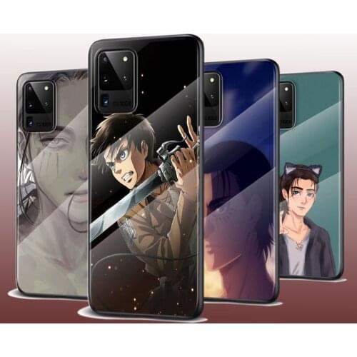 Tempered Glass Cover Attack on Titan Eren Jaeger For Samsung Galaxy S21 Ultra Plus 5G M51 M31 M21 Phone Case