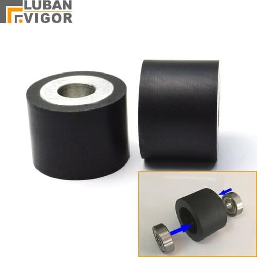 Black Polyurethane bearing rubber wheel,Diameter 30mm,height 30mm , Driven pulley,Mute Guide wheel Double bearing