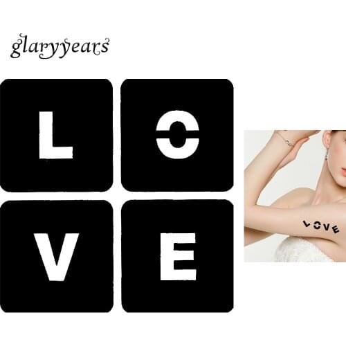 1 Piece Black Hollow Henna Tattoo Stencil LOVE Design Airbrush Painting Body Art Tattoo Template Temporary 5.5 * 5.5cm 2019 G108