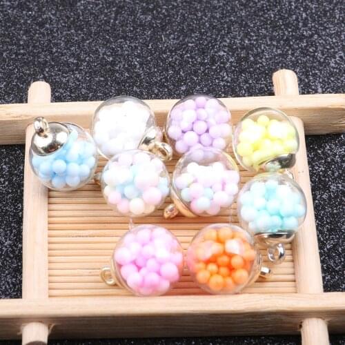 DIY Necklace Pendant Jewelry Accessories,Top Selling 15x20mm Fashion Color Candy Bubble Pendants Transparent Glass Balls Falling