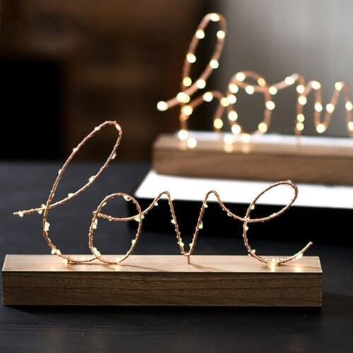 Home Decorative Figurines Ornaments LED Lamp Light LOVE Letters Living Room Bedroom Layout Decoration Valentines Birthday Gift