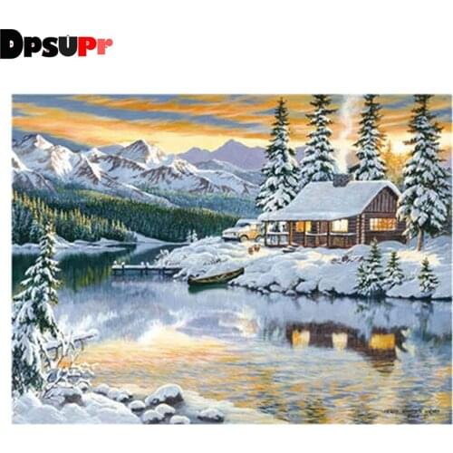 Dpsupr Full Square/Round Drill 5D DIY Diamond Painting "Snow Scenery" Diamond Embroidery Cross Stitch Decor Christmas Gift BH05