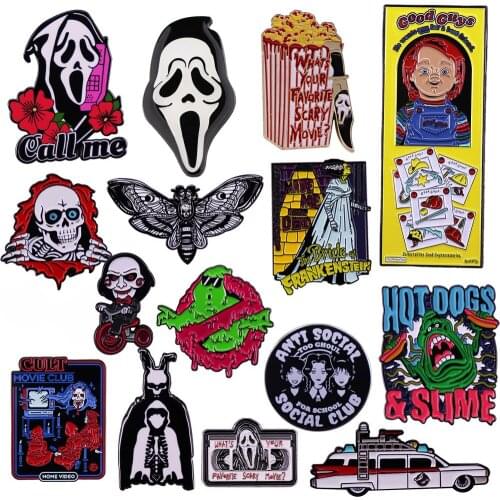 DZ1012 90s Horror Collection Movie Enamel Pin Brooches Badge Bag Clothes Lapel Women Men Jewelry Gift