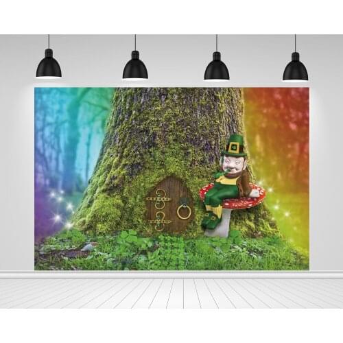 Scopiso Wonderland Spring Tree House Elves Clover Photography Backdrop St. Patricks Day Kids Baby Party Background Photo Studio