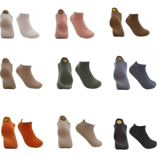 Kingano Women Cotton Socks Female Casual Boat Cartoon Harajuku Smile Face Cute Invisiable Funny Girl Ankle Socks Christmas Gift