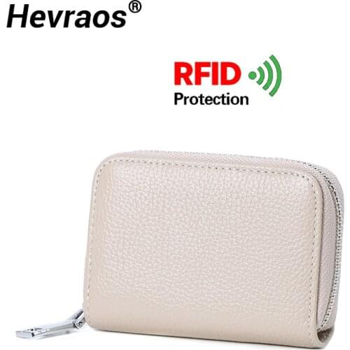 High Quality Genuine Leather Women Wallet RFID Blocking Business Card Holder Anti Theft Ladies Pocket Purse Wallets Coin Pocket
