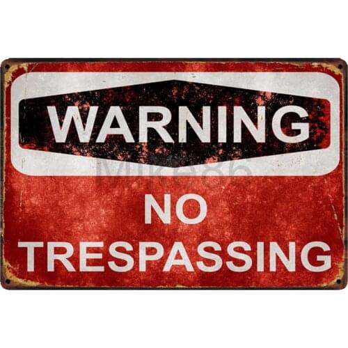 [ Mike86 ] NO TRESPASSING Wall Plaque Home Bar Hotel Iron Painting Plaque Party Public Decor FC-2890