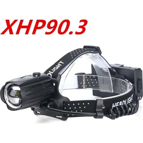 XHP90 Strong Headlight Flashlight USB Charging Input And Output Telescopic Zoom P90 Outdoor Lighting Headlight Waterproof Lamp