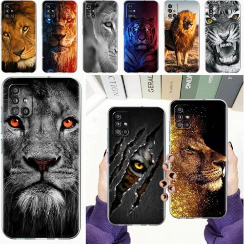 Soft Phone Case For Samsung Galaxy A51 A21s A71 A12 A31 A52 A41 A32 A02s A11 A72 A42 Clear Back Cover Funda Big Animal Cat Lion