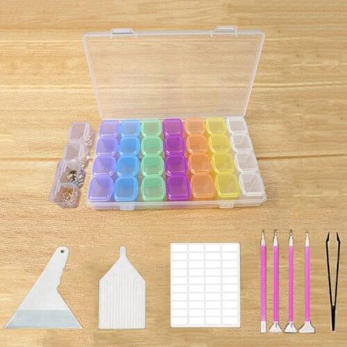 Diamond Painting Tools Set 40-in-one Tool Kits and 28 Cells Plastic Storage Box for Diamond Painting Embroidery Accessories