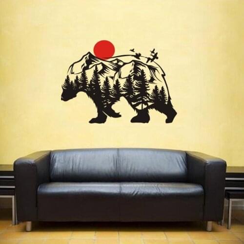 Bear Wall Decals Grizzly Decal Montain Forest Duck Sticker Decal Posters Decor Mural Wild Animal Bear Car Sticker