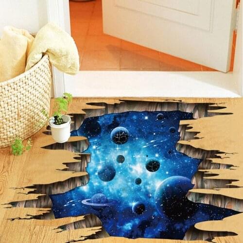 Broken wall cosmic space wall stickers home decor living room bedroom floor decals murals Removable decorative vinyl material