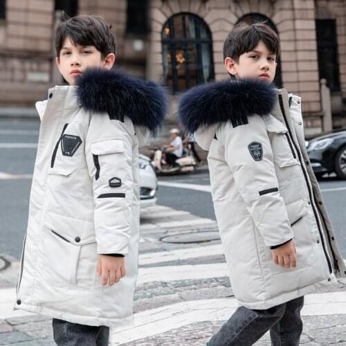 New 2021 Fashion winter coat down jacket for boys clothes 5-16 Yrs childrens clothing thicken outerwear parka real nature fur