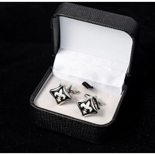 New Arrival Luxury Enamel Cufflinks Black White Iris Design Cuff Button Mens Jewelry For Wedding Business Christmas Gift