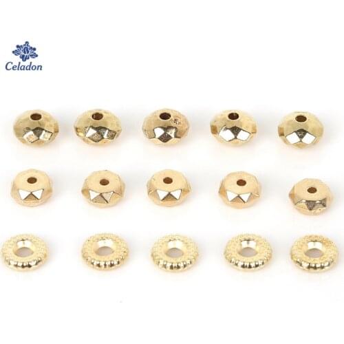 Wholesale 300-600pcs/lot Wheel Spacer Beads KC Gold/Rhodium Color CCB Plastic Loose Beads for Necklace Jewelry Making