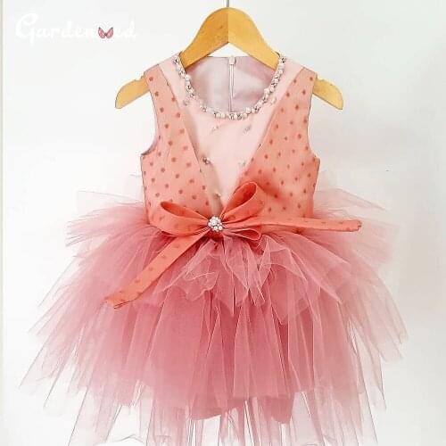 Pearls Beading Puffy Girl Princess Dress Sweet Girl Party Dresses Colorful Unicorn Baby Girl Dress цветочные платья для девочек