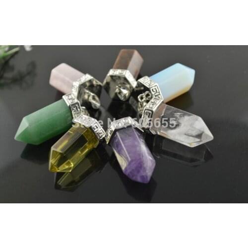Natural Semi-precious Stone Crystal Point Fat Pillar Pendant