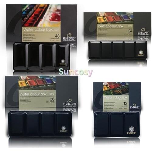 Rembrandt Master portable solid watercolor pigment 24 / 36 / 48 color, in metal box, Professional Painting Art Supplies