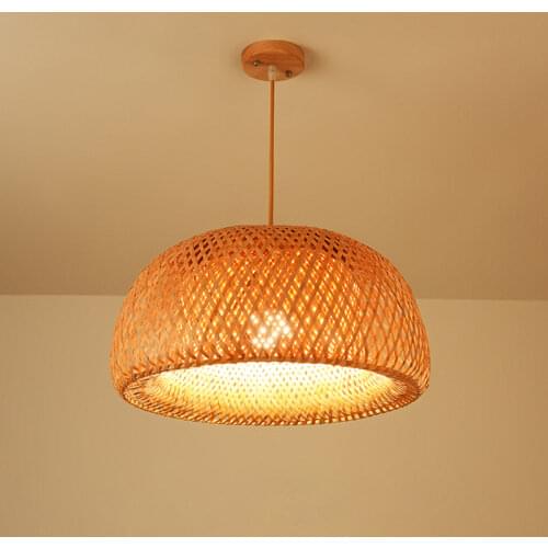 Retro Pendant Lamp Wooden Pendant Weaving Bamboo Handmade Hanging Lights For Restaurant Living Room Study Nordic Lamp LightIing