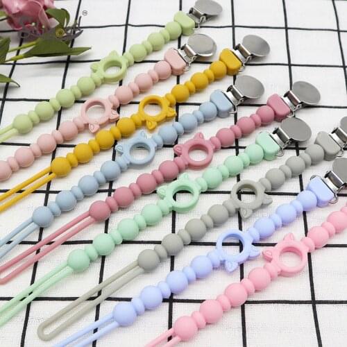 New Baby Pacifier Clip Silicone Pacifier Chain Dummy Holder For Nipples Clips Silicone Teething Beads Baby Birthday Shower Gift
