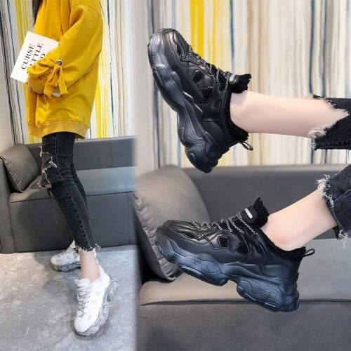 Sports shoes womens shoes casual sports shoes running shoes plus wool cotton shoes short plush all-match thick bottom X703