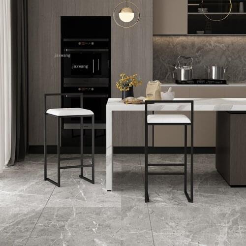 Living Room Restaurant Counter Bar Stools Modern Minimalist Home Hotel Cafe Backrest High Stools Designer Front Desk Bar Chairs