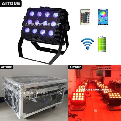 12pcs Building outdoor wireless dmx led wall washer battery 12pcs ip65 led battery wall washer flood light charging flight case