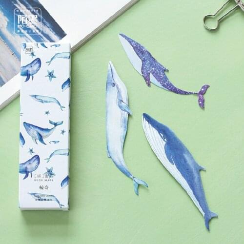 X15 30pcs/box Peaceful Whale Paper Bookmark Craft DIY School Office Supply Kids Student Stationery