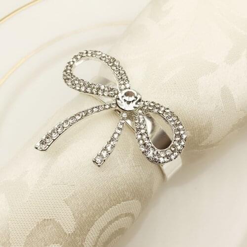 12pcs Hotel set table bowknot napkin buckle napkin ring silver