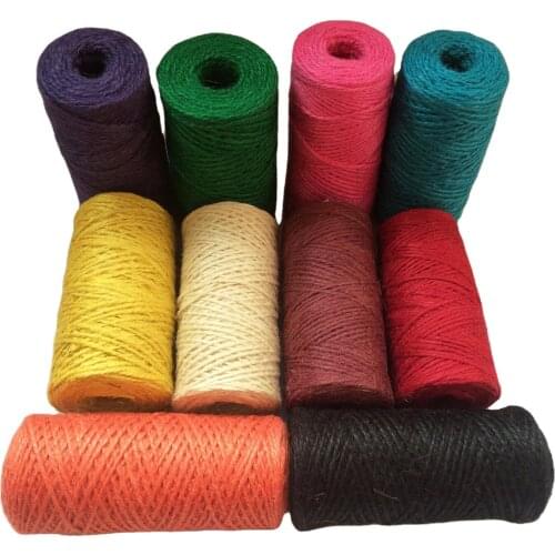 2 Pcs/lot 100m spool colored 100% natural jute twine ,jute rope, jute thread 10 kinds color choose