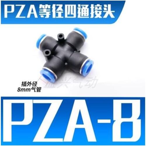 25PCS PZA PZA8 8mm Air Fitting 4-Way Cross Shaped Splitter Push in Pneumatic Tube Connector Quick Fittings