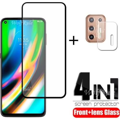 4-in-1 For Motoroal Moto G9 Plus Glass For Moto G9 Plus Tempered Glass Full Glue HD Screen Protector For Moto G9 Plus Lens Glass