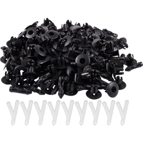 50Pcs Car Garden Home 6Mm Plastic Y Piece Tube Pipe Hose Connector Joiner & 100Pcs 7Mm Hole Plastic Rivets Fastener Auto Car Fen