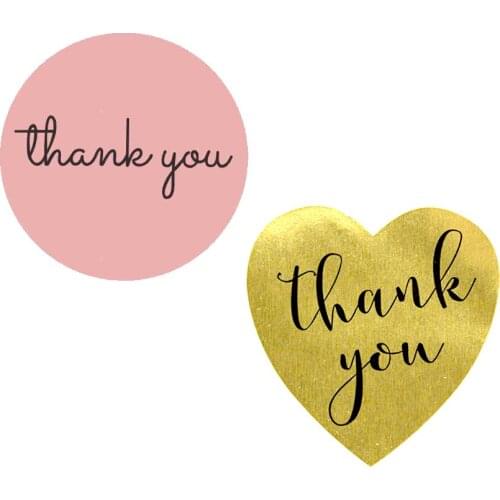 500 PCS Thank You Stickers Labels Per Roll Round Paper Handmade With Love Stickers Seal Labels Scrapbooking Stickers Paper