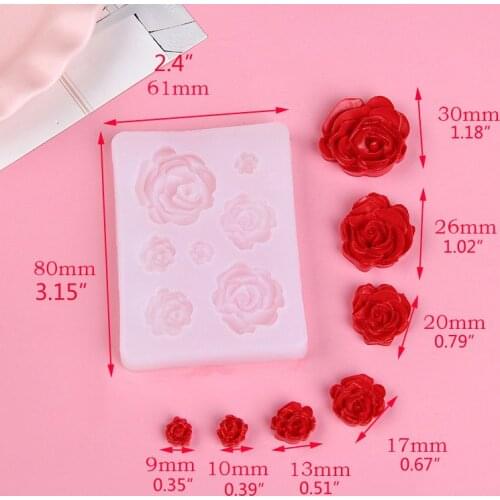 7 Sizes Resin Rose Flower Pendant Silicone Mold Resin Jewelry Making Art Crafts T84A