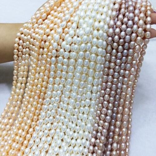 Natural Freshwater Pearl Beads 6-7m High Quality High-gloss Rice-shaped Pearls Handmade DIY Bracelets Necklaces Earrings Jewelry