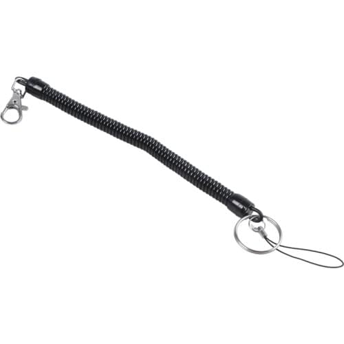 Black Spring Cord Rope Swivel Lobster Clasp Keyring Chain Strap