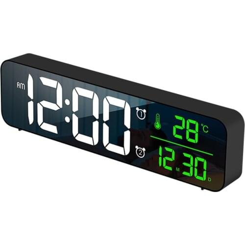 Date Display Digital Alarm Clocks 320g Simple Design White 2000 MAh Multi-function With LED Mirror For Living Room Decoration