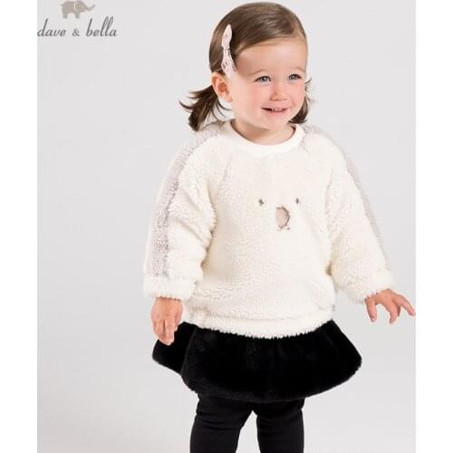 DB11806 dave bella winter baby girls cute cartoon T-shirt children long sleeve tops girls high quality kids fashion tees