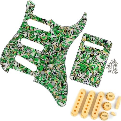 FLEOR ST Guitar Pickguard SSS Back Plate 2T1V Knobs Switch Tips Pickup Covers for Electric Guitar Parts