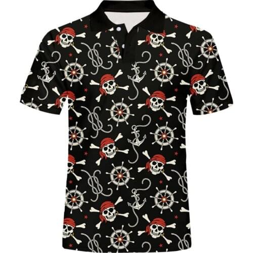 IFPD EU Size Summer Women/mens 3d Printed Pirate Skull Polo T Shirt Unisex Short Sleeve Shirts Casual Streewear Polo Shirts