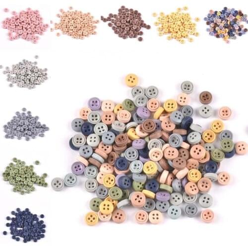 Ins Hot Multicolor Round Sewing Wooden Buttons 4 Hole Garment Sewing Accessories DIY Scrapbooking Craft 9mm 100pcs M2519