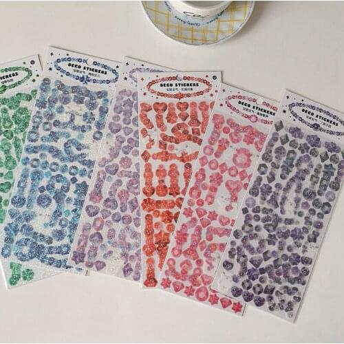 1PC Cute Laser Ribbon Beads Stickers DIY Scrapbooking Planner Diary Photo Album Mobile Phone Journal Decoration Stationery