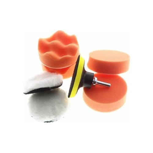 JANPSHION 8pcs 3"(75mm)car polishing pad set Polishing Buffer Waxing Buffing Pad Drill Set Kit Car Polishing sponge Wheel Kit