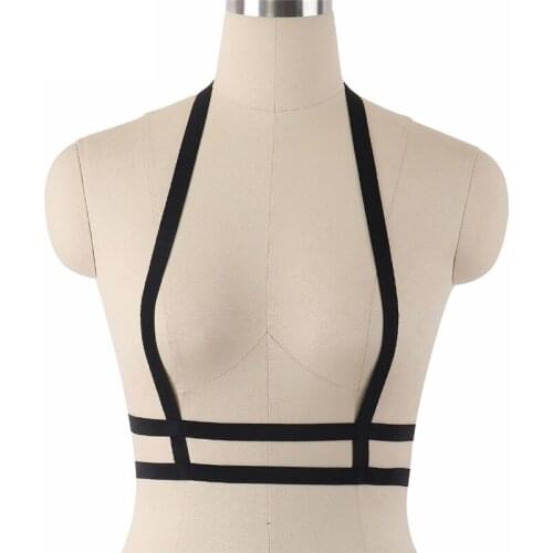 JLX.HARNESS Goth Body Harness Fetish Wear Cage Bra Sexy Pole Dance Bondage Harness Lingerie Crop Top Open Chest Bra O0235